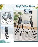 Costway Set of Mosaic Chairs for Patio with Decorative Backrest Heavy-Duty Frame