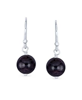 Bling Jewelry Round Bead Violet Purple Amethyst Ball Drop Earrings Sterling Silver