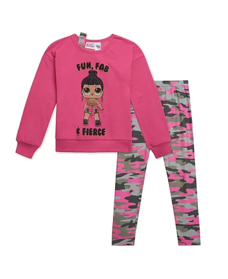 L.o.l. Surprise! Girls French Terry Sweatshirt and Leggings Outfit Set