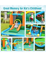 Inolait 7-in-1 Inflatable Water Slide Park with Trampoline Climbing and 750W Blower