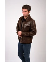 Men's Leather Jacket, Brown, Created for Macy's