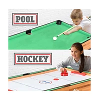 SereneLife 4-in-1 Multi-Function Game Table with Foosball, Pool, Hockey, and Ping Pong