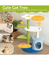 34.5 Inch 4-Tier Cute Cat Tree with Jingling Balls and Condo