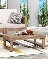 Streamdale Furniture Rustic Acacia Wood Outdoor Coffee Table With Slat Design And Sled Legs