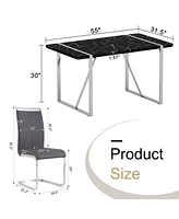 Table and chair set.a rustic industrial rectangular Mdf black dining table with Mdf desktop and electroplated silver metal legs.Paired with chairs w