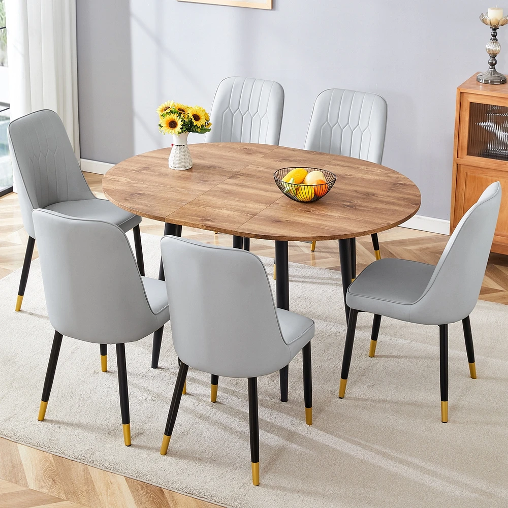 Streamdale Furniture Table and chair set.Modern Extendable Wood Mdf Dining Table.The table has a telescopic design, suitable for gatherings of differe