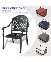 Simplie Fun (Cushions In Random Colors)3-Piece Set Of Cast Aluminum Patio Furniture With Cushions