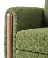 Oversized Accent Chair, Upholstered Living Room Chairs Single Sofa Chair with Walnut Legs, Curved handrail, Grey