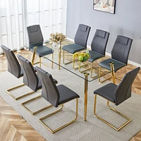 Streamdale Furniture Table and chair set.Modern rectangular glass dining table with a tempered glass tabletop and metal legs