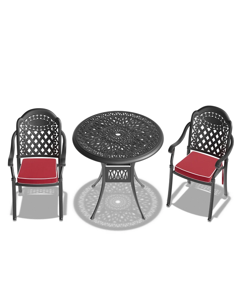 Simplie Fun (Cushions In Random Colors)-Piece Set Of Cast Aluminum Patio Furniture With Cushions