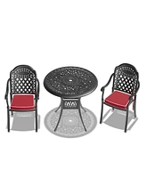 Simplie Fun (Cushions In Random Colors)-Piece Set Of Cast Aluminum Patio Furniture With Cushions