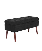 Simplie Fun Storage Bench with Storage Bench for Bedroom End of Bed Bench Foot of Bed Bench Entryway Bench Storage Ottoman Bench 43.7" W x 18.1" D Bla