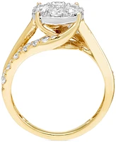 Diamond Cluster Swirl Ring (1-1/2 ct. t.w.) in 14k Two-Tone Gold