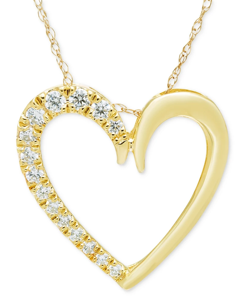 Diamond Open Heart 18" Pendant Necklace (1/5 ct. t.w.) in 14k Gold