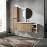 48" Wall-Mounted Bathroom Vanity With Sink and Side Cabinet, Soft Close Doors