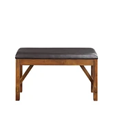 Simplie Fun Apollo Bench in Espresso Pu & Walnut