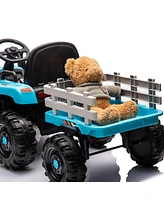 Streamdale Furniture Ride on Tractor2.0 with Trailer,24V Battery Powered Electric Tractor Toy