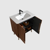 Etna 30" Striped Walnut Modern Bathroom Vanity with Sink