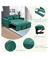 Streamdale Furniture Modern flannel double sofa with folding bed, small double sofa with three in one convertible sofa bed, adjustable backrest and st