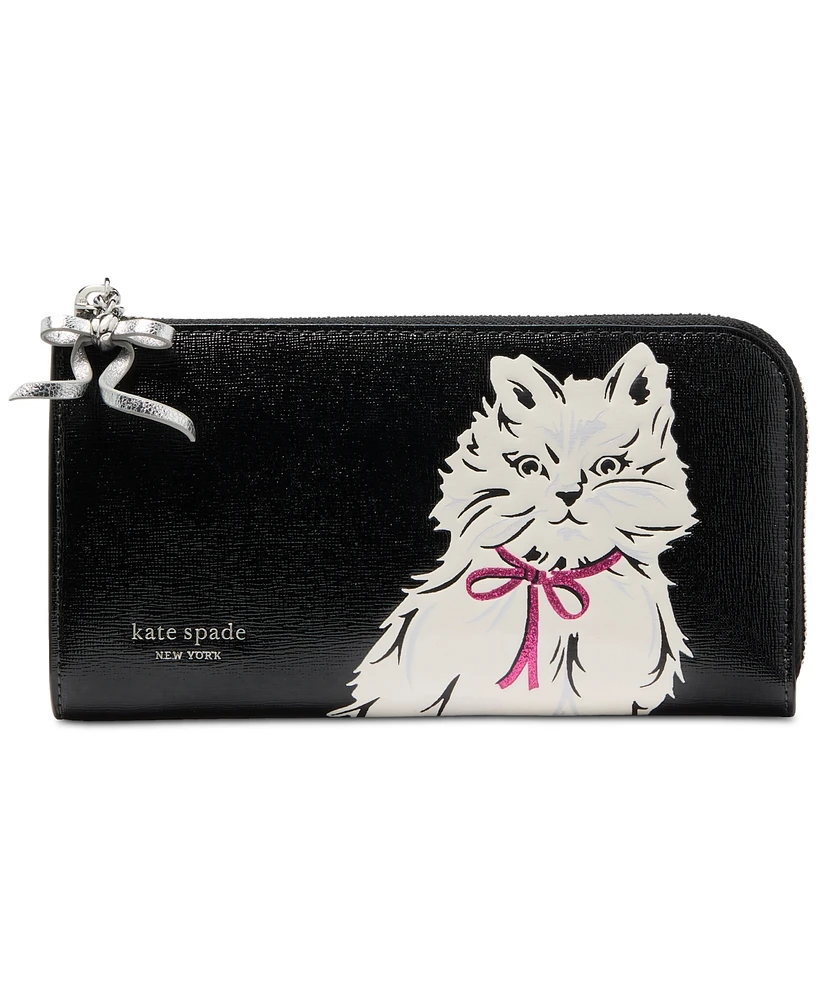 kate spade new york Whiskers Saffiano Leather Zip Around Continental Wallet