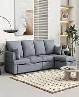 Streamdale Furniture Modern L shape Modular Sofa, 5 Seat Chenile sectional Couch Set with 2 pilows lncluded, freely CombinableIndoor Funiture for Livi