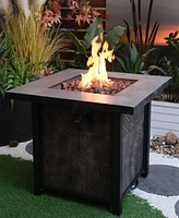 500000 Btu, Csa Certification Square Gas Fire Table, Contain 5 kg Lava Stone And Rainproof Cover, Magnesium Oxide Wood Grain Surface Finished,, More S