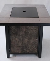 500000 Btu, Csa Certification Square Gas Fire Table, Contain 5 kg Lava Stone And Rainproof Cover, Magnesium Oxide Wood Grain Surface Finished,, More S