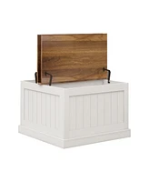 31.5" Farmhouse Coffee Table, Square Wood Center Table with Hinged Lift Top, Rustic Cocktail Table with Large Hidden Storage Compartmen for Livin