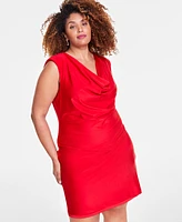 Bar Iii Trendy Plus Draped Sleeveless Cowlneck Minidress, Exclusively at Macy's