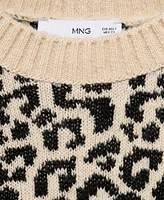 Mango Women's Contrasting Trims Leopard Jumper