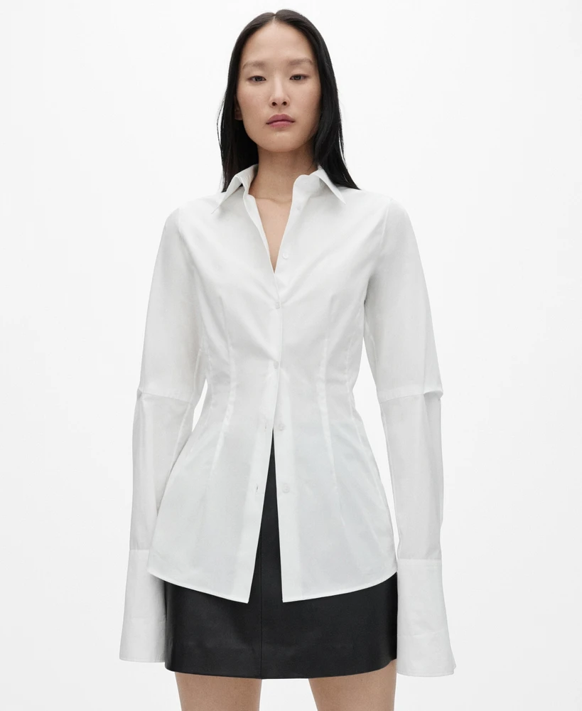 Mango Women's Pleated Detail Cotton Shirt