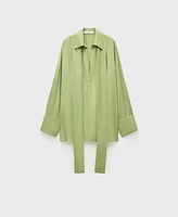 Mango Women's Chiffon Bow Blouse