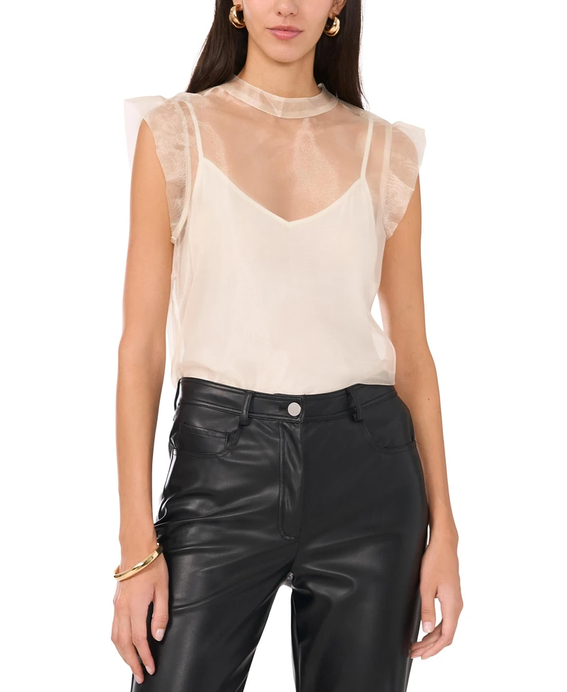 Vince Camuto Women's Sheer-Overlay Sleeveless Top