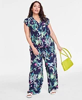 On 34th Trendy Plus Size Flutter Sleeve Printed Shirt Pull On Pants Created For Macys