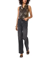 Vince Camuto Women's Metallic-Print Cowl-Neck Sleeveless Top