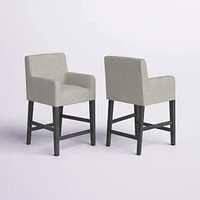 Set Of 2 Upholstered 26 Inch Counter Stool - Light Gray/Gray