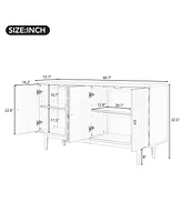 Modern 4-door Sideboard with Convex Pattern Doors and 2 Silver Handle for Living Room, Dining Room