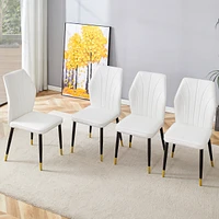 Simplie Fun 4 modern dining chairs with stylish Pu patterned backrest and black metal legs for a comfortable home experience in the kitchen