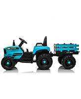 Streamdale Furniture Ride on Tractor with Trailer,24V 400W Powered Electric Tractor Toy w/Remote Control, electric car for kids