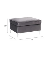 Streamdale Furniture Jaszira Ottoman, Gray Velvet