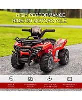 Streamdale Furniture Kids Ride-on Atv Four Wheeler Car 6V Battery Powered Motorcycle with Music for 18-36 Months, Red