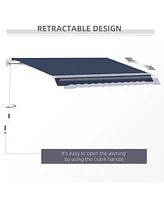10' x 8' Retractable Awning, Patio Awnings, Sunshade Shelter w/ Manual Crank Handle, Uv & Water-Resistant Fabric and Aluminum Frame for Deck, Balcony,
