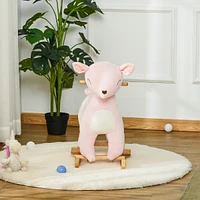 Streamdale Furniture Kids Plush Ride-On Rocking Horse Deer-shaped Plush Toy Rocker with Realistic Sounds for Child 36-72 Months Pink