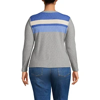 Lands' End Plus Long Sleeve Cozy Rib Henley Top