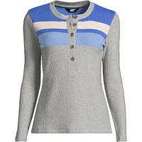 Lands' End Plus Long Sleeve Cozy Rib Henley Top