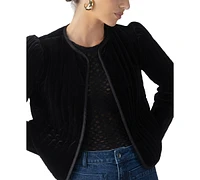 Sanctuary Women's Quilted Velvet Puffed-Shoulder Jacket