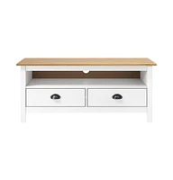 vidaXL Tv Stand Hill White 43.3"x15.7"x18.5" Solid Pine Wood