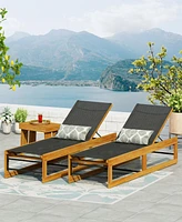 Simplie Fun Mia Chaise Lounges: Breathable Mesh, Acacia Wood, Outdoor Comfort