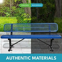 6 ft. Outdoor Steel Bench with Backrest in Blue