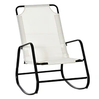 Streamdale Furniture Garden Rocking Chair, Outdoor Indoor Sling Fabric Rocker for Patio, Balcony, Porch, Cream White